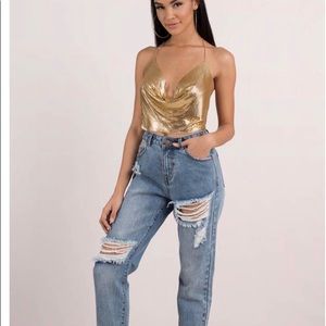 Gold metallic chain halter - Nasty Gal